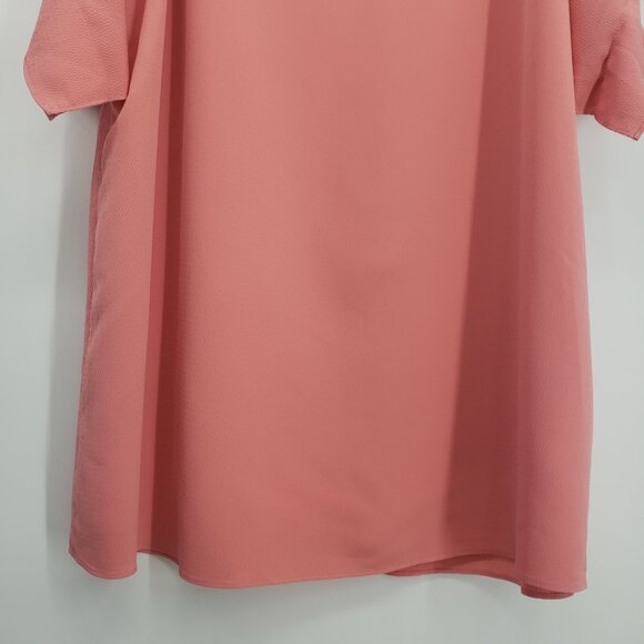 3/$25 Madison Cold Shoulder Shift Dress 2X Draped Cape Tiered Coral Orange - Picture 8 of 12